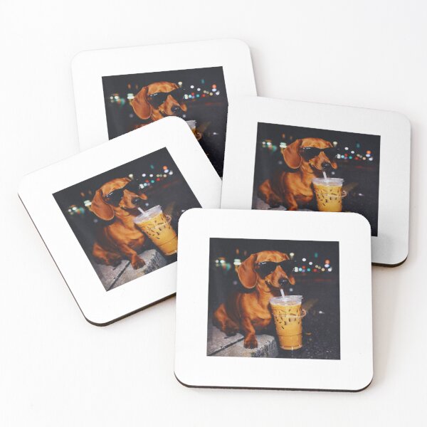 Item preview, Dachshund Drinking Iced Coffee designed and sold by DexertimaArt.