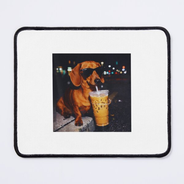 Item preview, Dachshund Drinking Iced Coffee designed and sold by DexertimaArt.