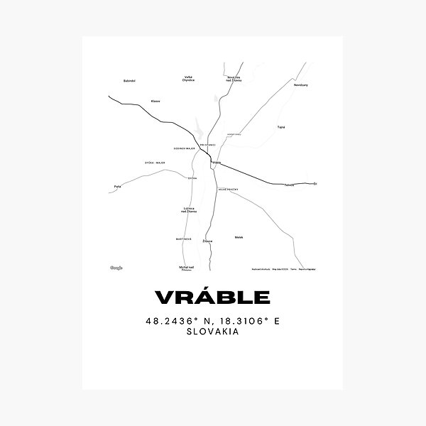 Item preview, Vráble Slovakia Minimal Map Art | Modern City Street Print designed and sold by RM-Journey.