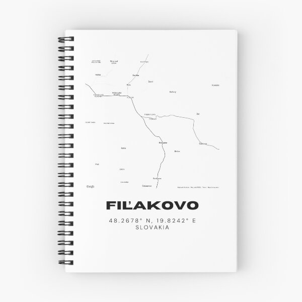 Item preview, Fiľakovo Slovakia Minimalist City Map | Modern Black & White Art designed and sold by RM-Journey.