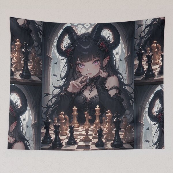 Item preview, Gothic demon girl playing chess designed and sold by ArtsJulian.