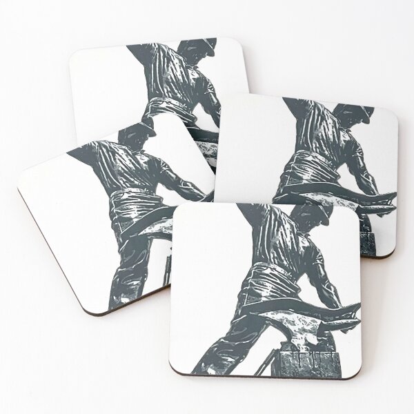Item preview, Forging Strength – Industrial Campus Statue Art Print designed and sold by ZeDeWitt.