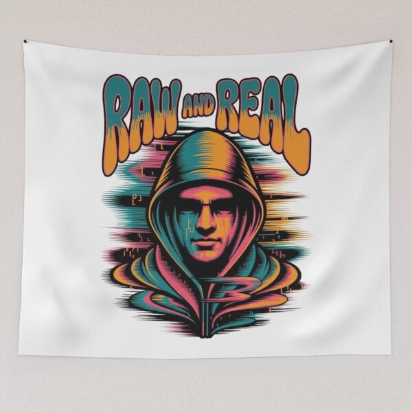 Item preview, Raw and Real – Neon Hooded Streetwear Statement Graphic designed and sold by NewUSShop.
