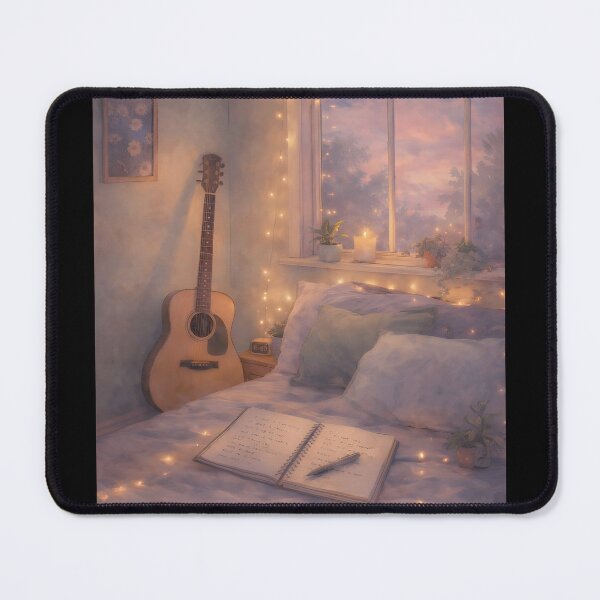 Item preview, Cavetown Cozy Indie Bedroom Aesthetic – Pastel Guitar & Fairy Lights Dreamy Room Art  designed and sold by Custom Crest.