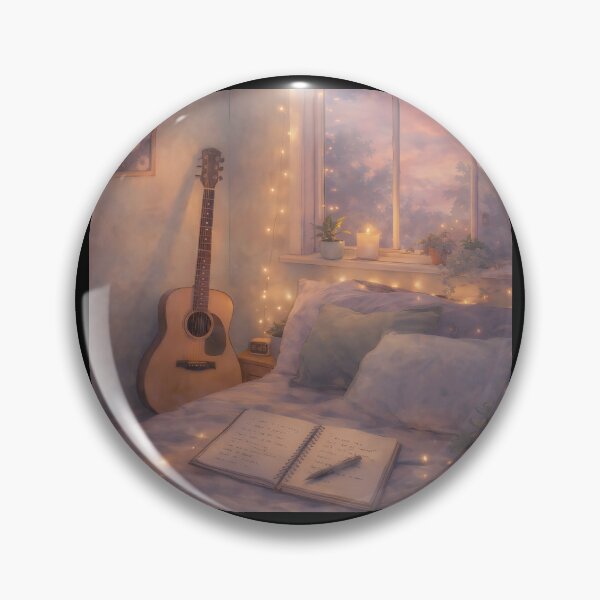 Item preview, Cavetown Cozy Indie Bedroom Aesthetic – Pastel Guitar & Fairy Lights Dreamy Room Art  designed and sold by Custom Crest.