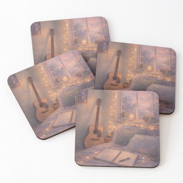 Item preview, Cavetown Cozy Indie Bedroom Aesthetic – Pastel Guitar & Fairy Lights Dreamy Room Art  designed and sold by Custom Crest.