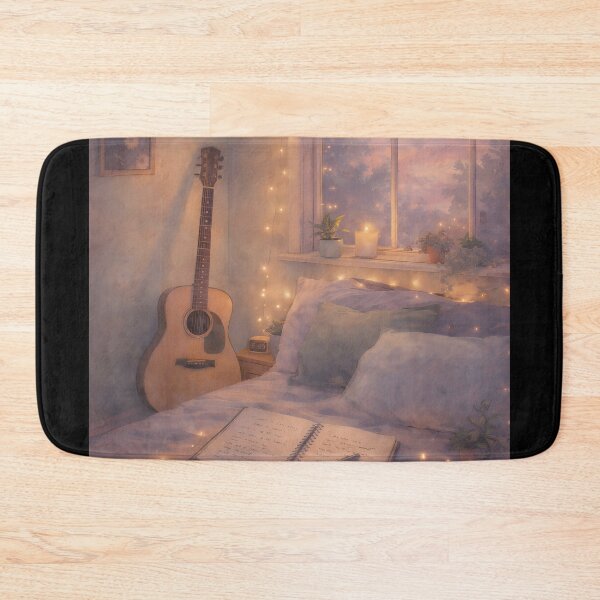 Item preview, Cavetown Cozy Indie Bedroom Aesthetic – Pastel Guitar & Fairy Lights Dreamy Room Art  designed and sold by Custom Crest.