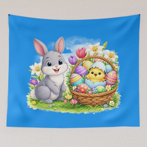 Item preview, Hoppy Easter Joy – Adorable Bunny & Chick Basket Design designed and sold by TheJoyfulPen.