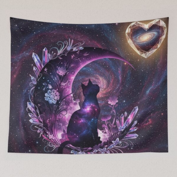 Item preview, Celestial Galaxy Cat Moon Crystal Fantasy designed and sold by 0606PM.