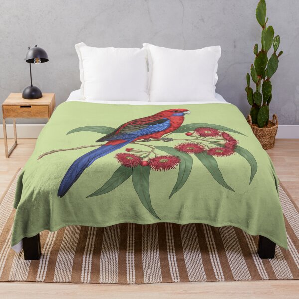 Item preview, Crimson Rosella on Flowering Eucalyptus Branch designed and sold by BirdsnStuff.
