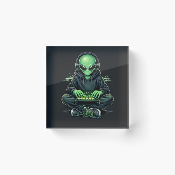 Item preview, Music Producer Alien – Neon Beat Maker Streetwear Aesthetic Art designed and sold by ColorSplash123.