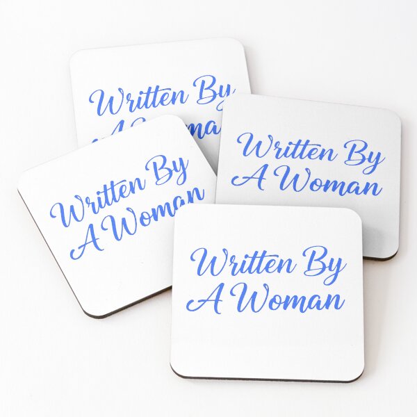 Item preview, Blue Written By A Woman - Elegant Minimalist Cursive Typography designed and sold by Tamer ⭐⭐⭐⭐⭐.