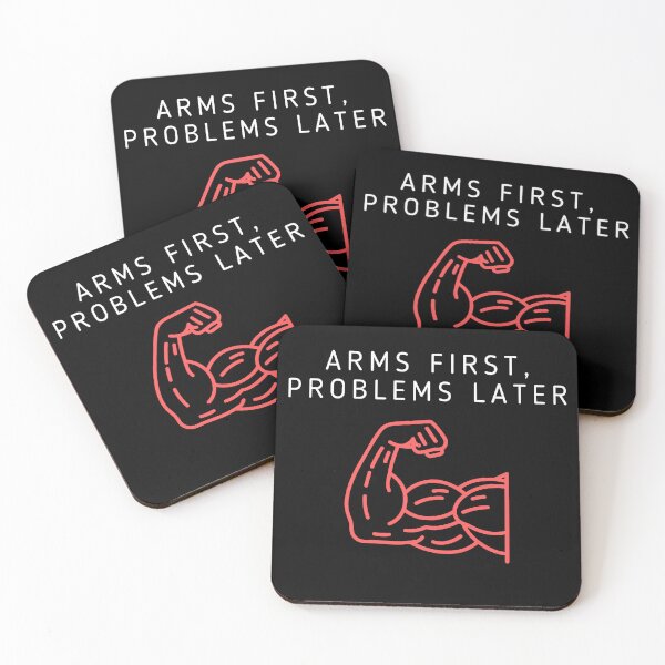 Item preview, Arms First, Problems Later Funny Gym T-Shirt – Workout Humor Fitness Tee designed and sold by poomfitshirt.