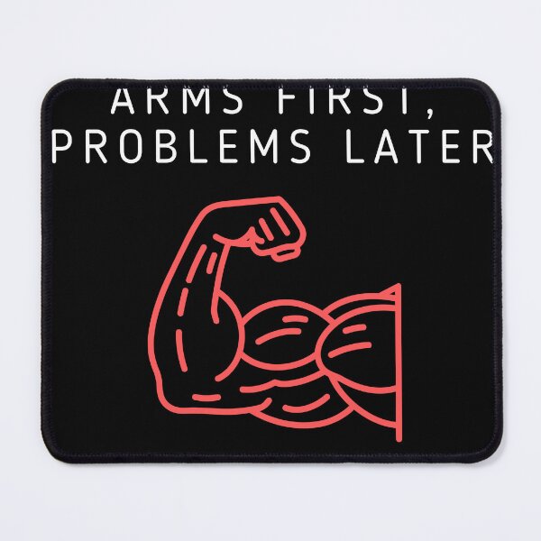 Item preview, Arms First, Problems Later Funny Gym T-Shirt – Workout Humor Fitness Tee designed and sold by poomfitshirt.