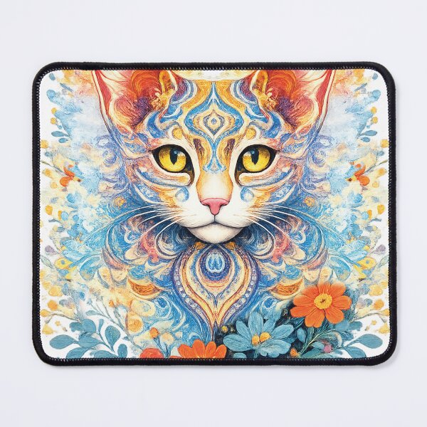 Item preview, Vibrant Mandala Cat – Blue & Orange Floral Feline Art designed and sold by GulfSignature.