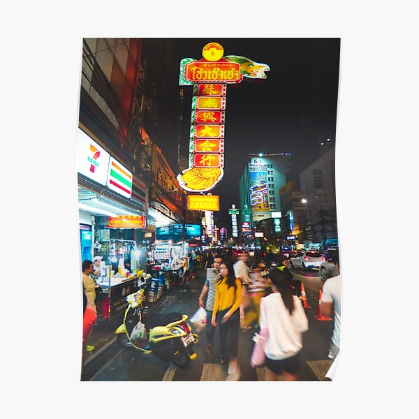 Evening in Bangkok's hectic Chinatown Poster