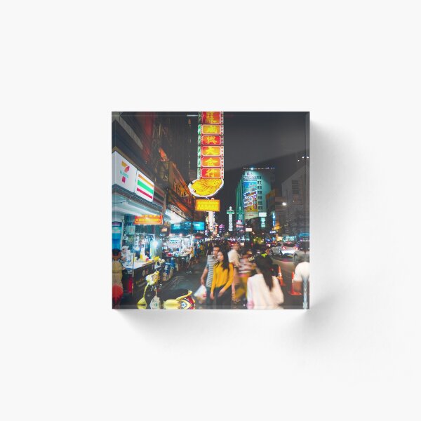 Evening in Bangkok's hectic Chinatown Acrylic Block