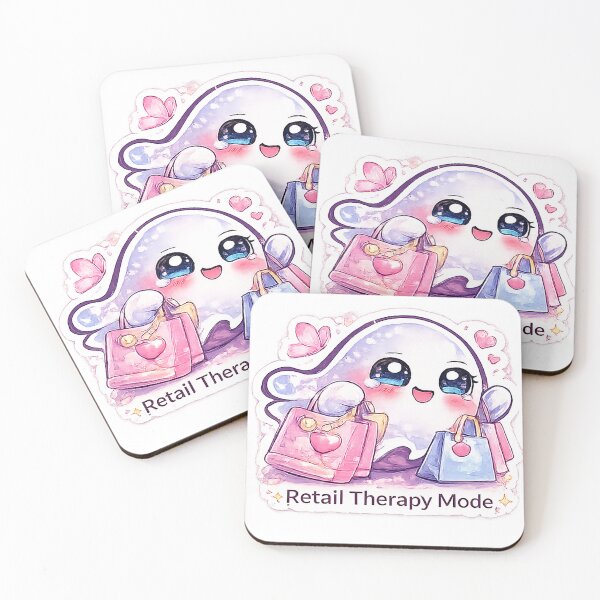 Item preview, Retail Therapy Mode Kawaii Ghost Sticker – Cute Shopping Aesthetic designed and sold by AestheticLoveArt.