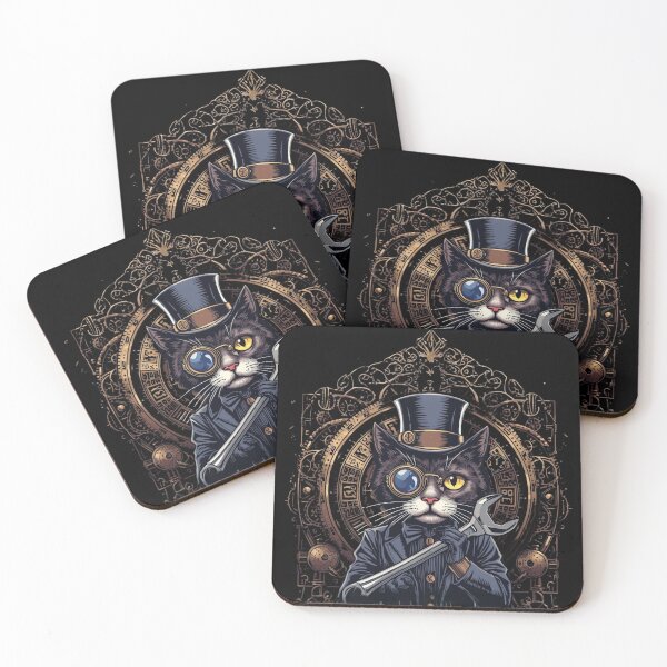 Item preview, Gentleman Inventor Cat – Steampunk Victorian Clockwork Cat Art designed and sold by Chippychips1.