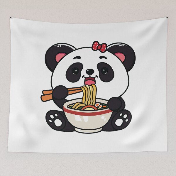 Item preview, Kawaii Panda Eating Ramen designed and sold by MarshallStickerX.