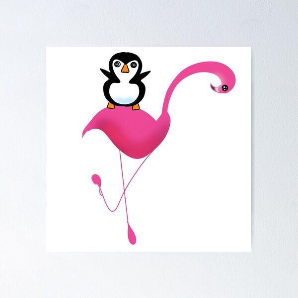 Item preview, Funny Penguin Riding Flamingo designed and sold by HopeAndHustle.