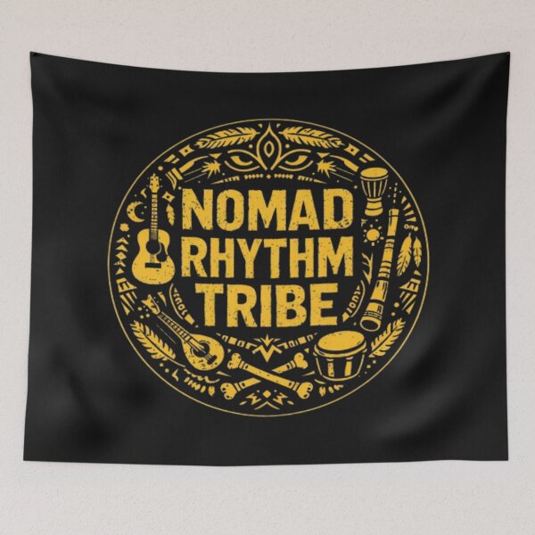 Item preview, Nomad Rhythm Tribe – Tribal Folk Punk Emblem Shirt designed and sold by wanado.
