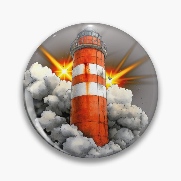 Item preview, Guiding Light – Bold Striped Lighthouse Art designed and sold by ChenEngEng.
