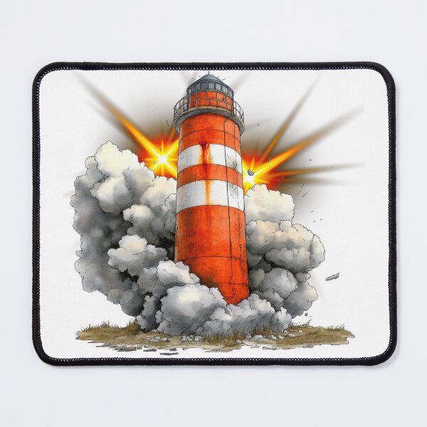 Item preview, Guiding Light – Bold Striped Lighthouse Art designed and sold by ChenEngEng.