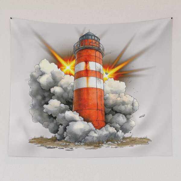 Item preview, Guiding Light – Bold Striped Lighthouse Art designed and sold by ChenEngEng.
