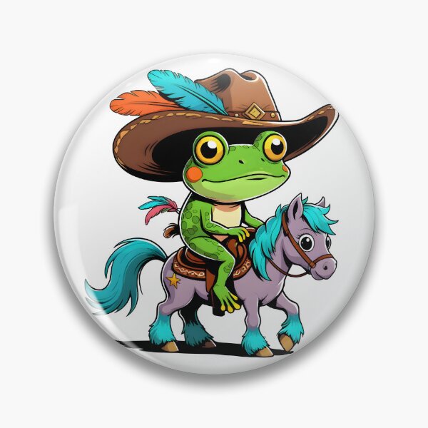 Aperçu de l'œuvre Grenouille cowboy sur un petit cheval – Dessin humoristique western créée et vendue par PrithviApparels.