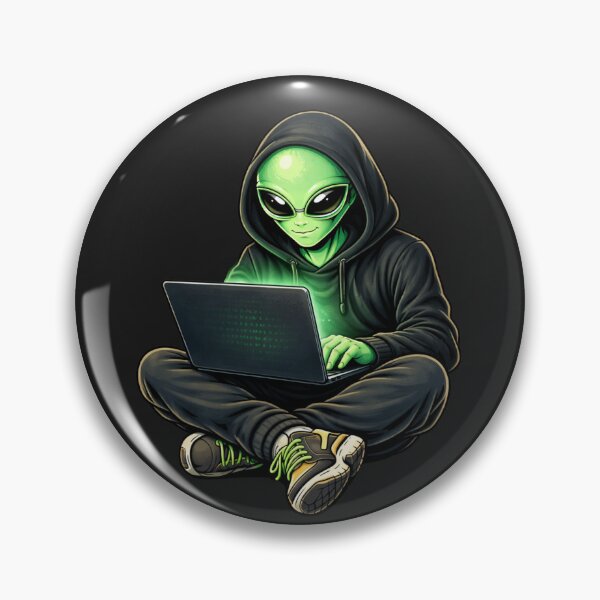 Item preview, Hacker Tech Alien – Cyber Programmer Aesthetic Futuristic Character Art designed and sold by ColorSplash123.