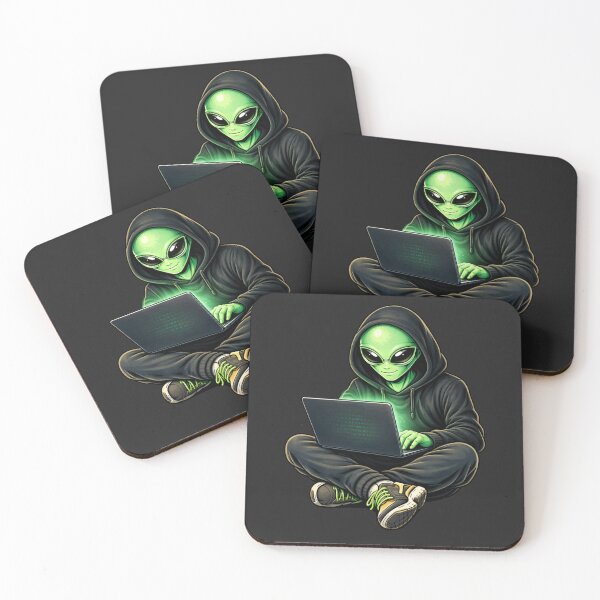 Item preview, Hacker Tech Alien – Cyber Programmer Aesthetic Futuristic Character Art designed and sold by ColorSplash123.
