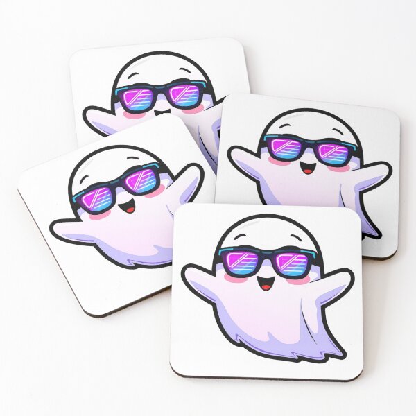 Item preview, Cute Cool Ghost with Neon Sunglasses Sticker | Funny Kawaii Halloween Ghost Cartoon designed and sold by AestheticLoveArt.