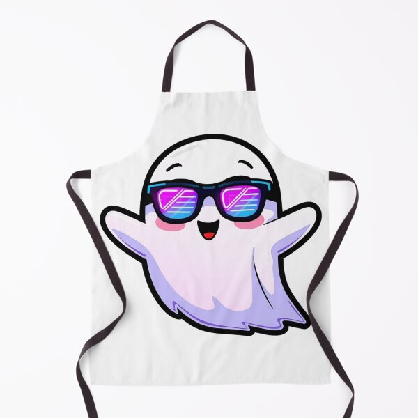 Item preview, Cute Cool Ghost with Neon Sunglasses Sticker | Funny Kawaii Halloween Ghost Cartoon designed and sold by AestheticLoveArt.