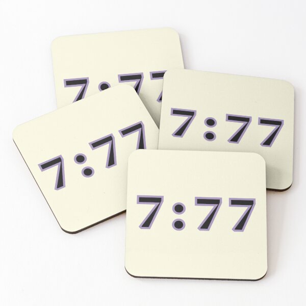 Item preview, Three Sevens Luck Clock Times Text Purple Stickers Prints Posters Wall Art Magnet Home Coffee Cup Decoration TShirt Stationary Notebook Magnet Hat Kitchen Work School Office Redbubble Shop designed and sold by Saritas Boutique Shop.