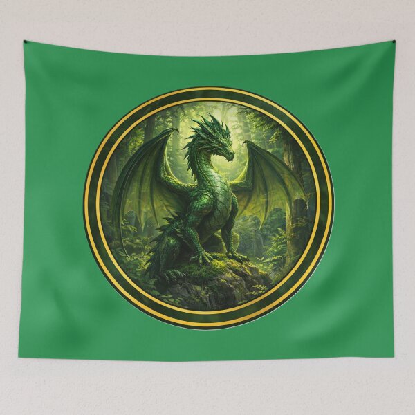Item preview, Emerald Forest Dragon – Woodland Guardian Circle Design designed and sold by TheJoyfulPen.