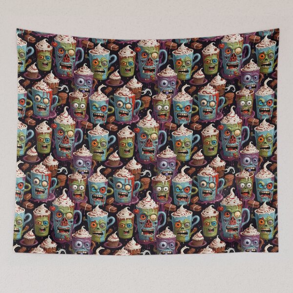 Item preview, Zombie Hot Chocolate Spooky Halloween Drink Pattern designed and sold by Fabricbella.