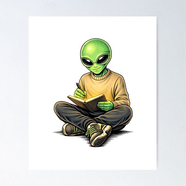 Item preview, Writer Author Alien – Creative Storytelling Aesthetic Character Art designed and sold by ColorSplash123.