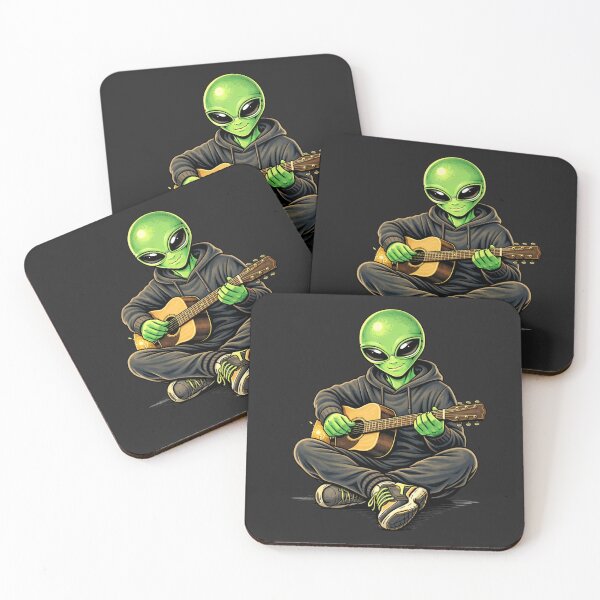Item preview, Guitar Acoustic Alien – Calm Music Creative Aesthetic Character Art designed and sold by ColorSplash123.