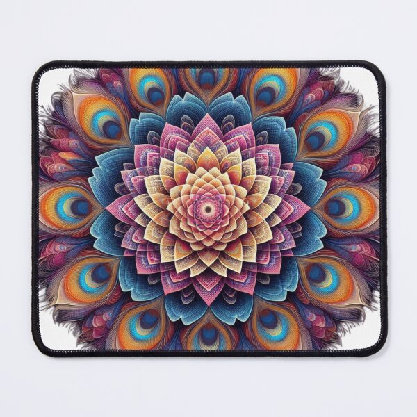 Item preview, Lotus Peacock Fractal Mandala Rainbow designed and sold by Artist Bishhnu Banerji.