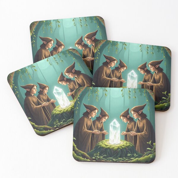 Item preview, Mystical Forest Elves with Crystal | Fantasy Woodland Illustration designed and sold by Snapystyle.