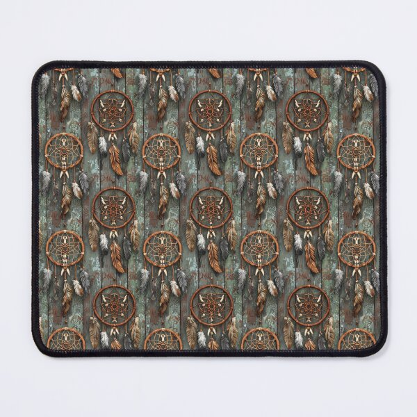 Item preview, Rustic Dreamcatcher Pattern with Feathers – Boho Spiritual Art designed and sold by Fabricbella.
