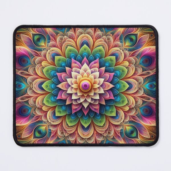 Item preview, Lotus Peacock Fractal Mandala Rainbow. Design 2. designed and sold by Artist Bishhnu Banerji.