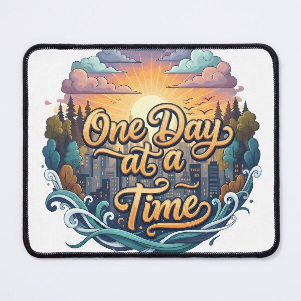 Item preview, One Day at a Time Motivational Sunset Typography T-Shirt Design designed and sold by Shreyansh-singh.