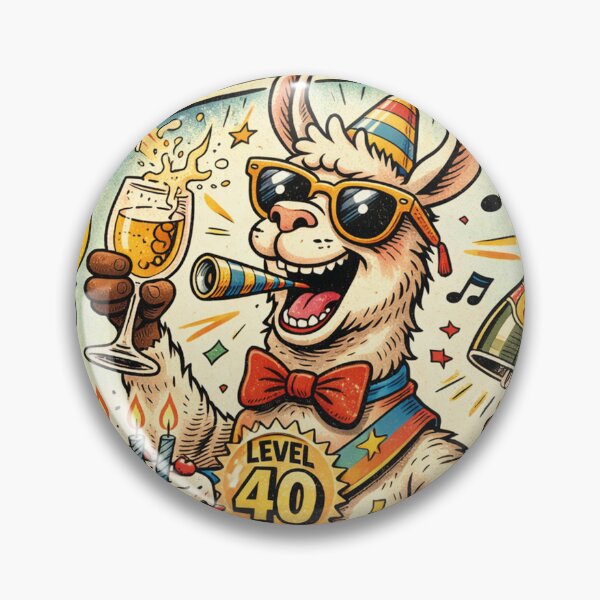 Item preview, Level 40 reached Funny Llama Birthday Retro designed and sold by Mauswohn.