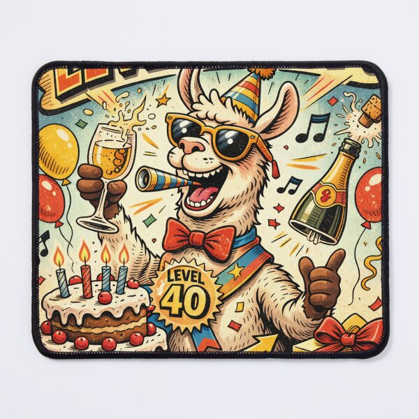 Item preview, Level 40 reached Funny Llama Birthday Retro designed and sold by Mauswohn.