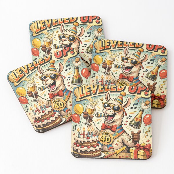 Item preview, Level 40 reached Funny Llama Birthday Retro designed and sold by Mauswohn.