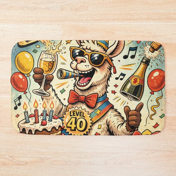 Item preview, Level 40 reached Funny Llama Birthday Retro designed and sold by Mauswohn.
