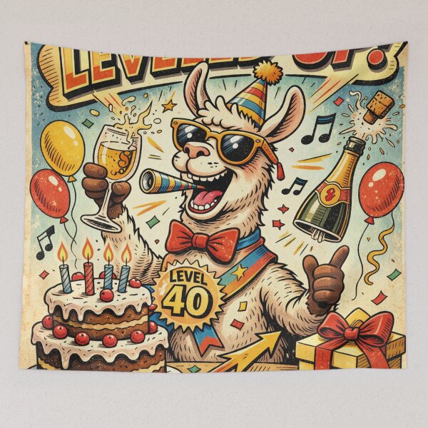 Item preview, Level 40 reached Funny Llama Birthday Retro designed and sold by Mauswohn.