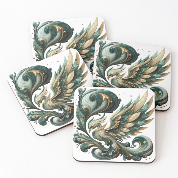Item preview, Emerald Phoenix Marble Wings Art designed and sold by Artist Bishhnu Banerji.